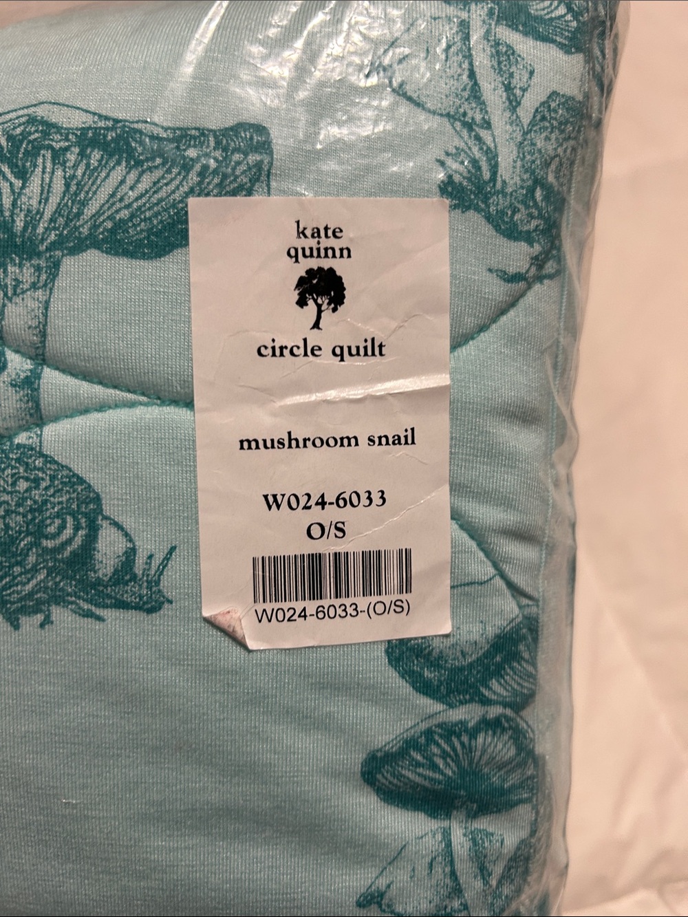 NIB Kate quinn Aqua/Teal mushroom snail bamboo circle quilt - Picture 3 of 3